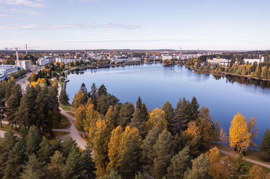 Maisemakuva Kajaanista lintuperspektiivistä